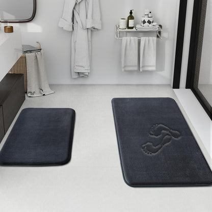 HUXMEYSON Bathroom Rugs Sets 3 Piece, Non-Slip & Quick Dry Bath Mat Set, Ultra Soft Velvet Bath Rugs for Bathroom, Toilet and Shower Floor, Grey