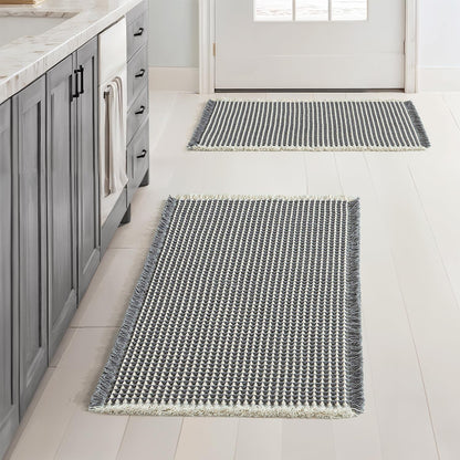 MIULEE Set of 2 Waffle Bathroom Rugs Boho Bath Mat Brown 18x30 Inch
