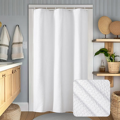 OWENIE Pink Shower Curtain for Bathroom 72x72 Inch, 3D Embossed Textured Waffle Fabric Shower Curtains, Soft Hotel Farmhouse Style, Water Repellent, Machine Washable, Pink, 72" W x 72" L