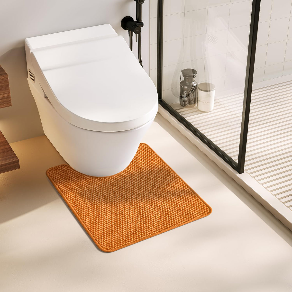 TYUU Bathroom Rugs Non Slip Washable, Super Absorbent Thin Bath Mat Small Quick Dry Low Pile Bathroom Rug, White 16"x24" / 1'4" x 2'