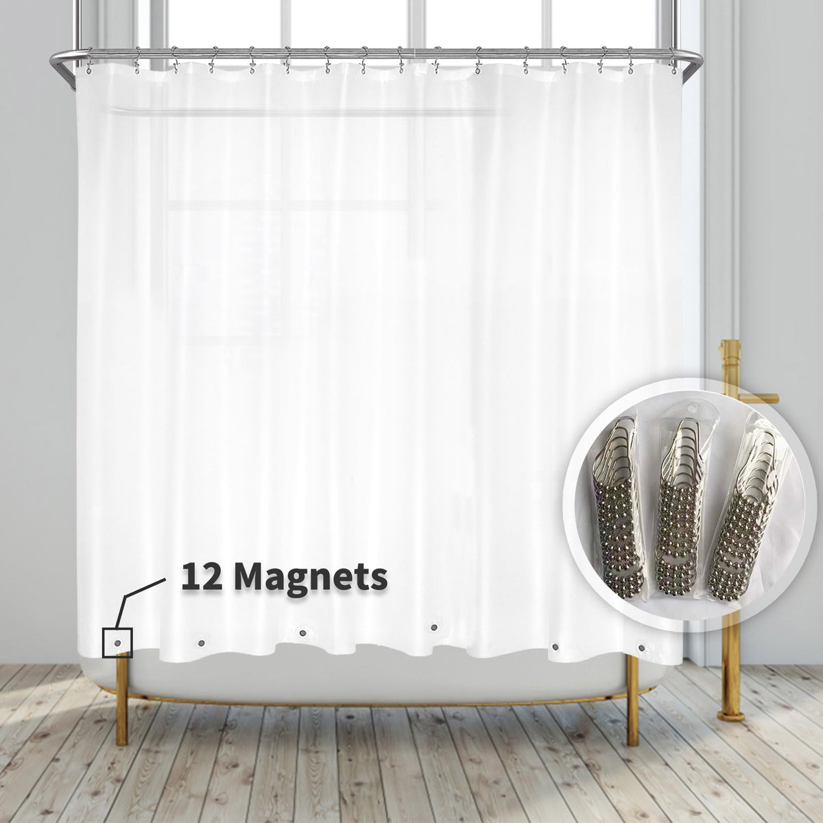 Barossa Design Oeko-tex Certified Shower Curtain Liner Standard Size, Clear