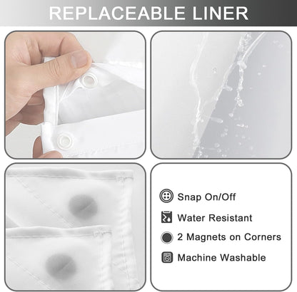No Hook Shower Curtain and Liner Set, Ombre Black and White, 71x74