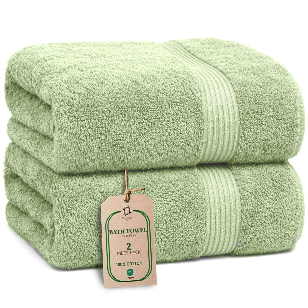 Luxe 2-Piece Bath Towel Set – Large Soft Cotton Towels, Absorbent, Durable & Skin-Friendly, Machine Washable, 27 x 54 in (Sand)