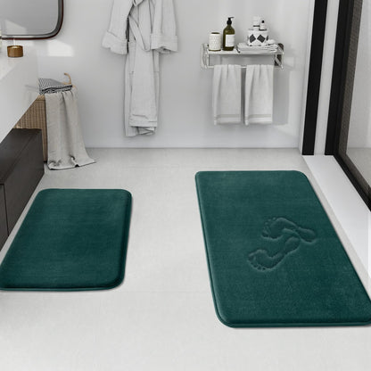 HUXMEYSON Bathroom Rugs Sets 3 Piece, Non-Slip & Quick Dry Bath Mat Set, Ultra Soft Velvet Bath Rugs for Bathroom, Toilet and Shower Floor, Grey