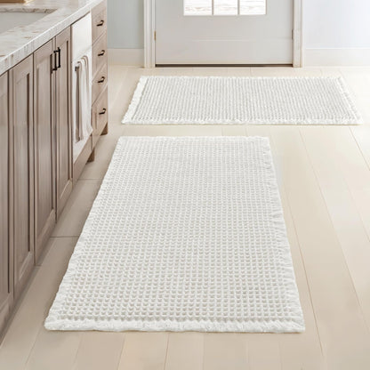 MIULEE Set of 2 Waffle Bathroom Rugs Boho Bath Mat Brown 18x30 Inch