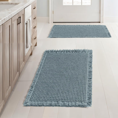 MIULEE Set of 2 Waffle Bathroom Rugs Boho Bath Mat Brown 18x30 Inch