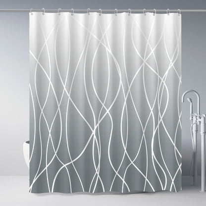 Striped Shower Curtain for Bathroom, Grey White, 72" W x 72" L
