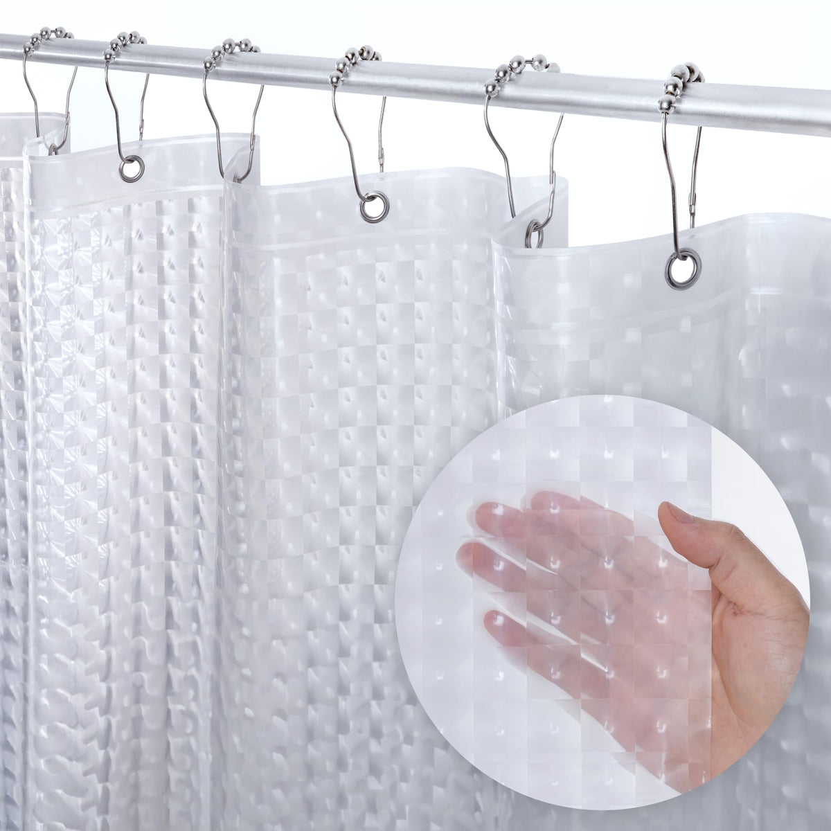 LiBa Shower Curtain PEVA 8G, 72x72 Inch Waterproof White