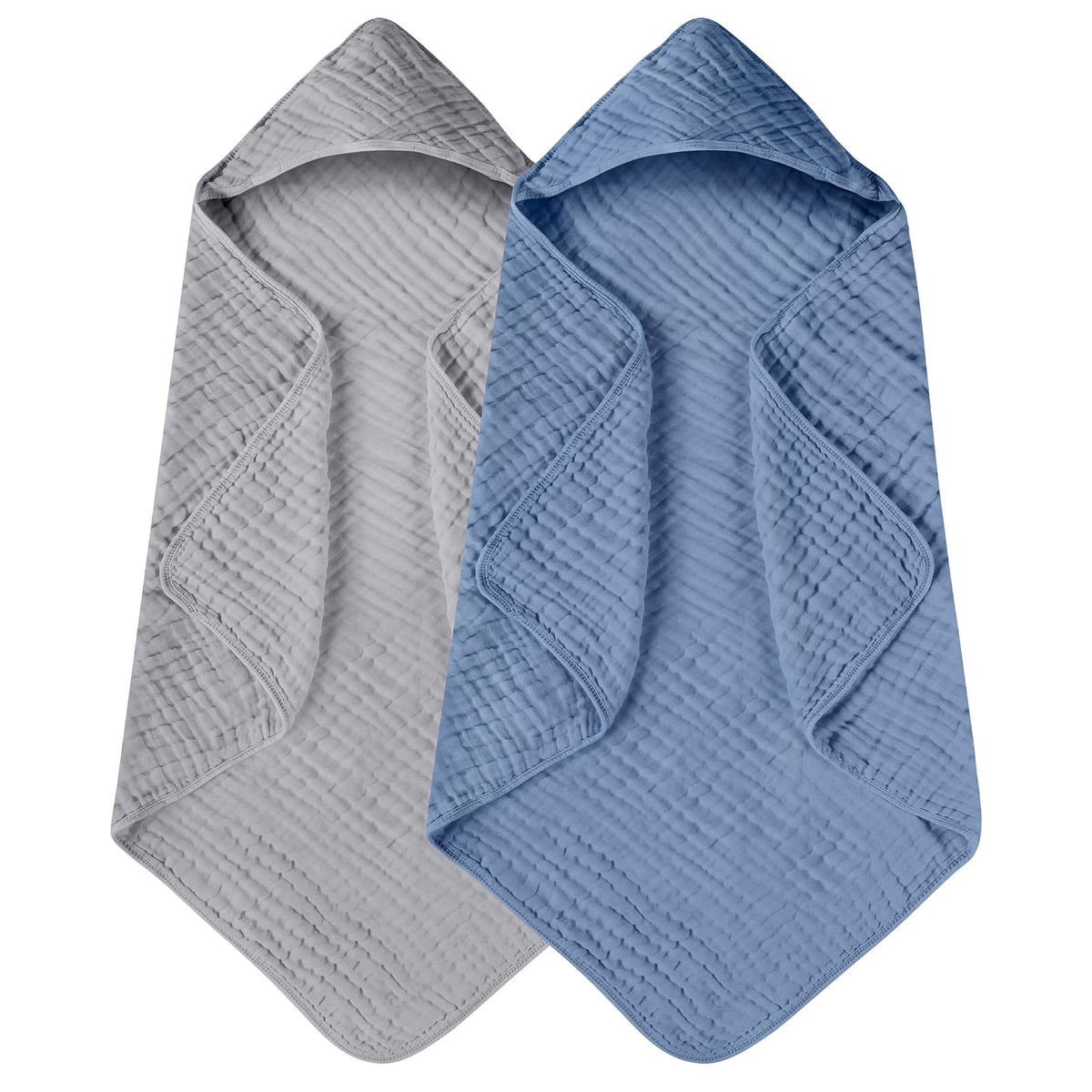 Yoofoss Hooded Baby Bath Towels 2 Pack 100% Muslin Organic Cotton with Hood