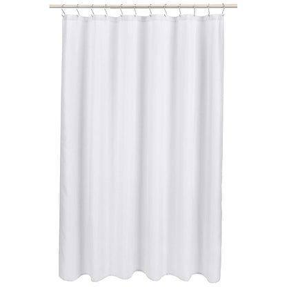 Amazon Basics Bathroom Shower Curtain, Water Repellent Fabric with Weighted Hem, Grommets & Hooks, Machine Washable, 72"x72", White