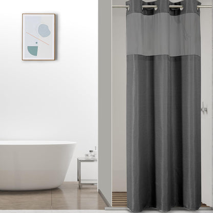 Colorful Star Sage Green No Hook Waffle Shower Curtain Set, 72 x 75 Inch
