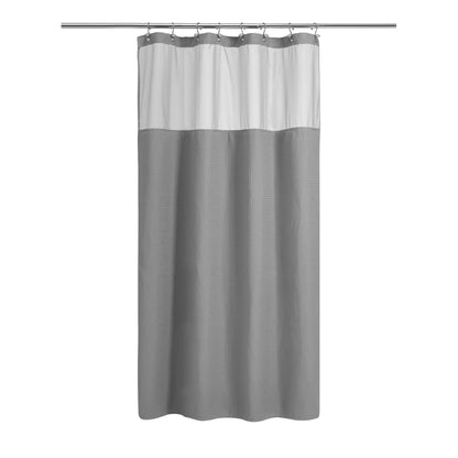 N&Y HOME Waffle Weave Shower Curtain with Snap-in Liner Set White, 71x72