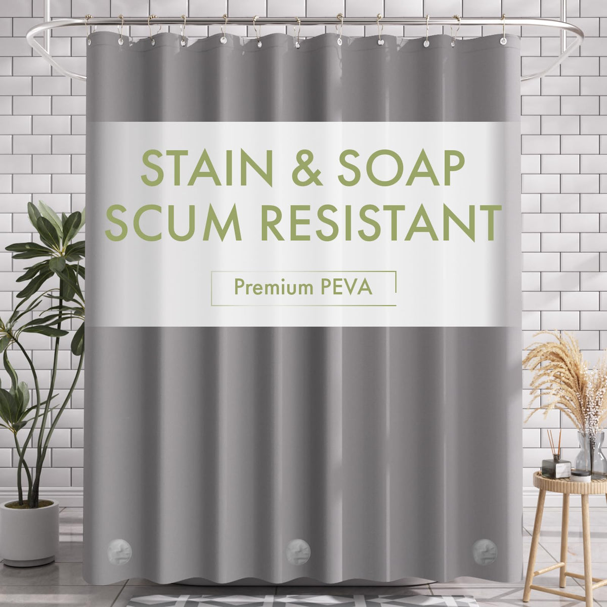 AmazerBath Shower Curtain Liner, 72x72 Clear Shower Curtain Liner, Waterproof Plastic Shower Liner, Cute Lightweight PEVA Shower Curtain for Bathroom with 3 Magnets and 12 Rustproof Metal Grommets