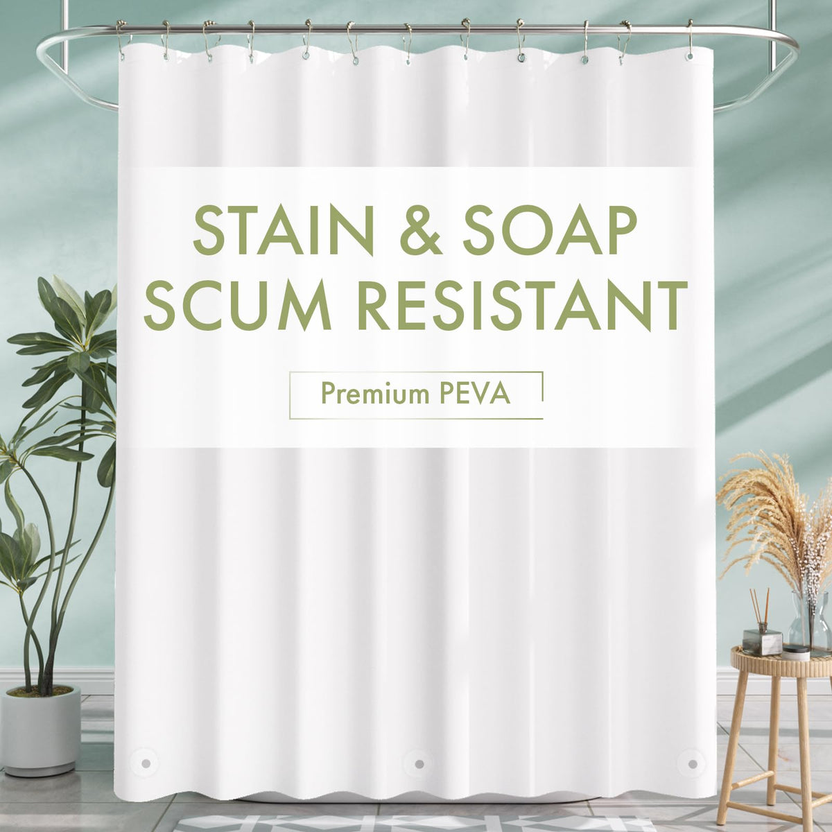 AmazerBath Shower Curtain Liner, 72x72 Clear Shower Curtain Liner, Waterproof Plastic Shower Liner, Cute Lightweight PEVA Shower Curtain for Bathroom with 3 Magnets and 12 Rustproof Metal Grommets