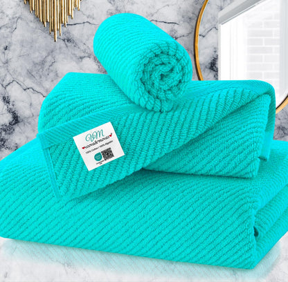 VOOVA & MOVAS 6PC Towel Set, 100% Cotton, Aqua Teal