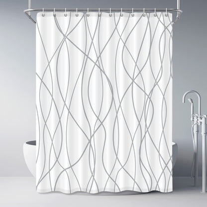 Striped Shower Curtain for Bathroom, Grey White, 72" W x 72" L