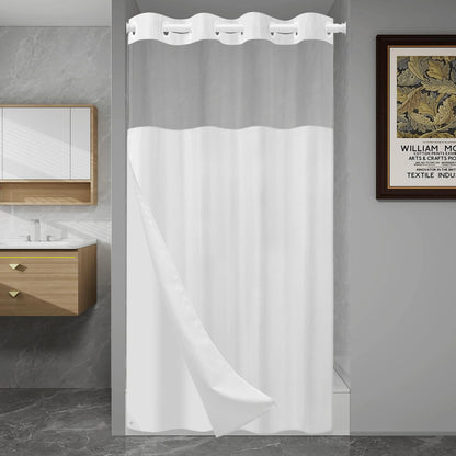 SORTTO Ringless Waffle Shower Curtain with Snap in Liner Set, 71x74, Grey
