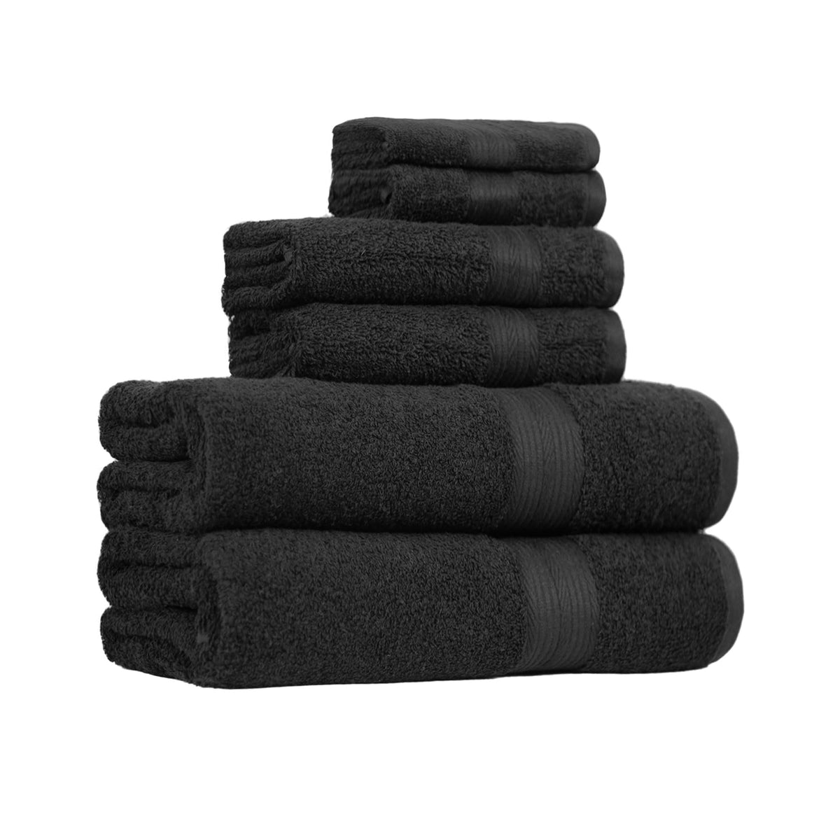 Amazon Basics 6-Piece Oversized Highly Absorbent Fade-Resistant Towel Set, 100% Cotton Towels for Bathroom, Soft, 2 Bath Towels, 2 Hand Towels, 2 Washcloths, White