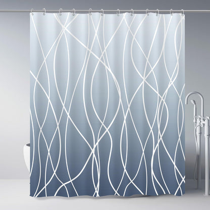 Striped Shower Curtain for Bathroom, Grey White, 72" W x 72" L