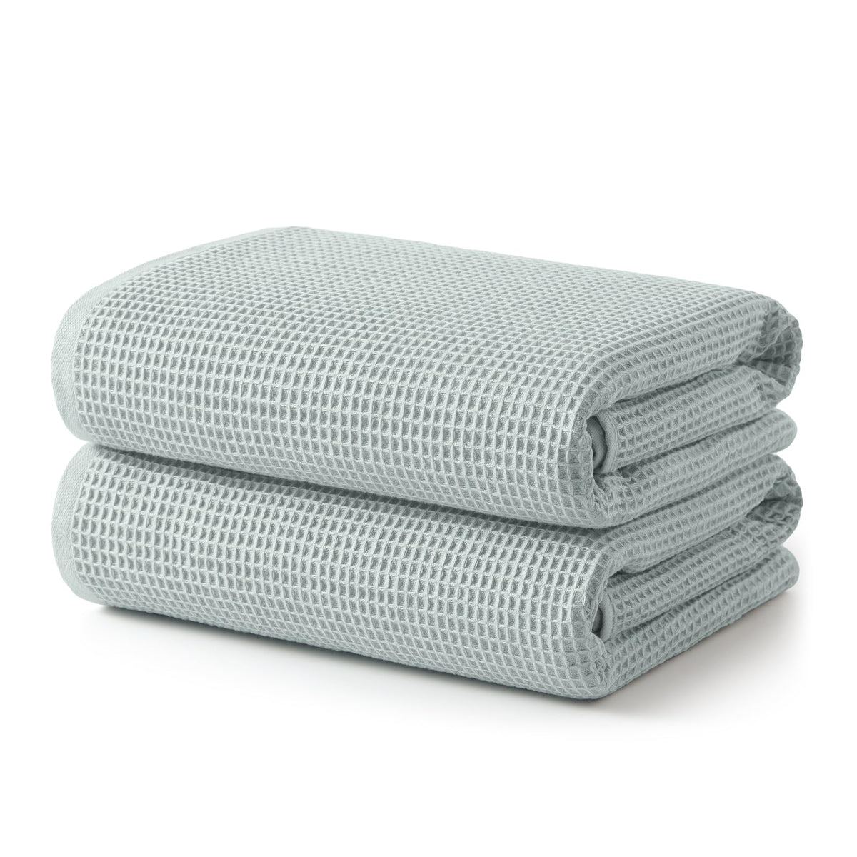 ecolook Waffle Bath Towel Set of 2, 100% Cotton Lightweight & Quick-Dry Bath Towels, Ultra-Absorbent and Breathable, Lint-Free Hotel & Spa Towels for the Bathroom, Gym, and Travel - Light Gray