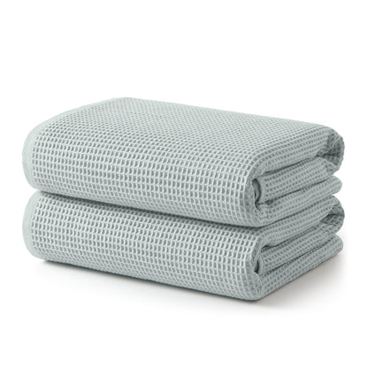ecolook Waffle Bath Towel Set of 2, 100% Cotton Lightweight & Quick-Dry Bath Towels, Ultra-Absorbent and Breathable, Lint-Free Hotel & Spa Towels for the Bathroom, Gym, and Travel - Light Gray