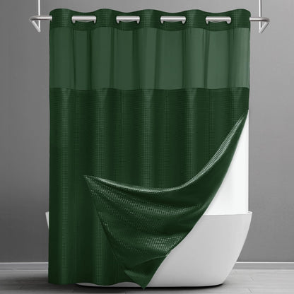 SORTTO Ringless Waffle Shower Curtain with Snap in Liner Set, 71x74, Grey
