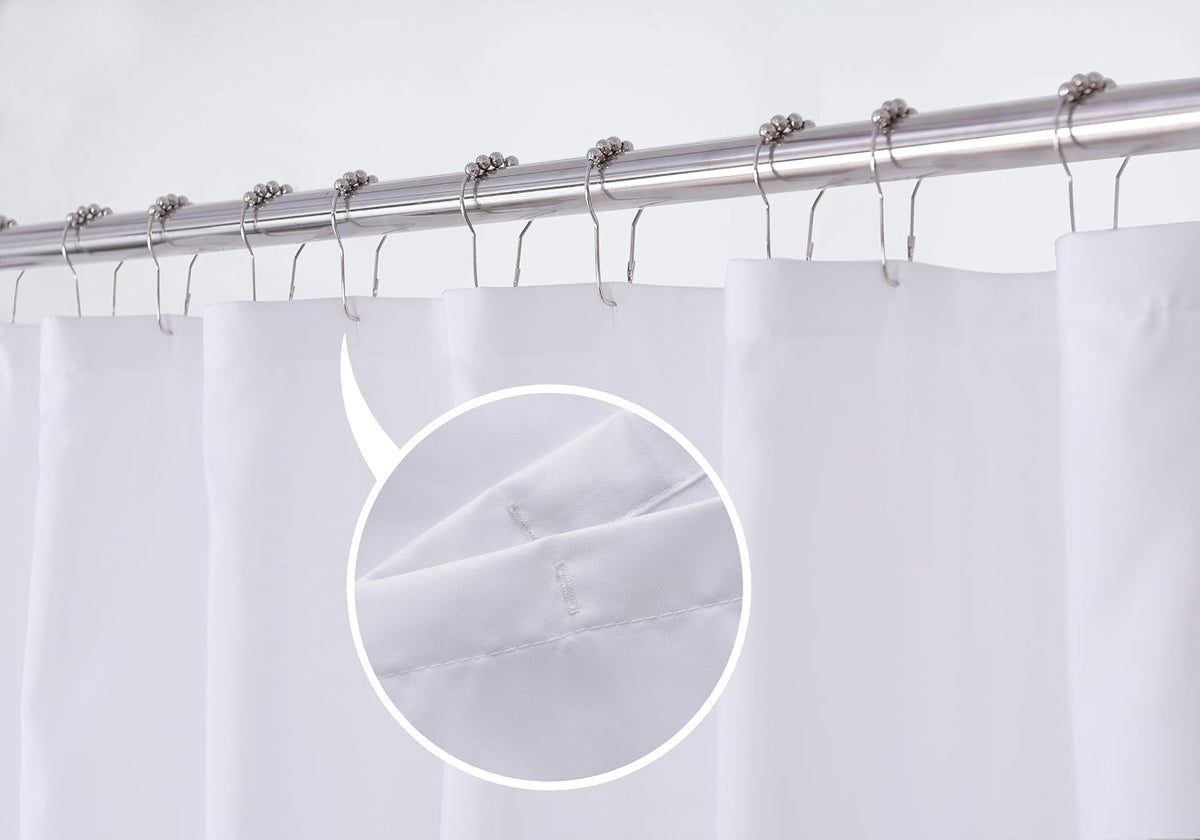 N&Y HOME Fabric Shower Curtain Liner with Magnets Standard Size, White