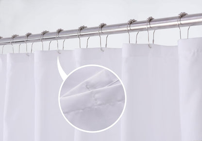 N&Y HOME Fabric Shower Curtain Liner with Magnets Standard Size, White