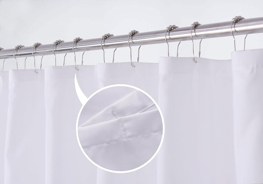 N&Y HOME Fabric Shower Curtain Liner with Magnets Standard Size, White