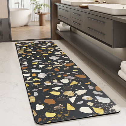 MontVoo -Bath Mat-Rubber Backing Non SlipThin Bathroom Rugs Fit Under Door- Quick Dry Absorbent Faux Suede Surface Grey Bathroom Floor Mats-Shower Rug for in Front of Bathtub Shower Gray 16x24