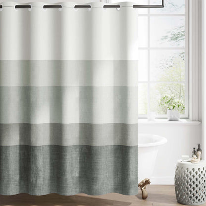 jinchan Ombre Ocean Blue Shower Curtain for Bathroom 70x72 Inch 12 Hooks