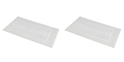 Amazon Basics Banded Bathroom Bath Rug Mat, 100% Cotton, 31 x 20 inches, Soft Silver