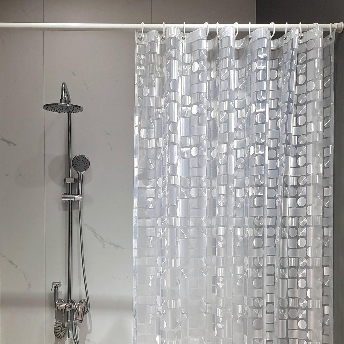 TIKABC Black Shower Curtain Liner, 4G PEVA Shower Liner, Plastic Waterproof Shower Curtains, 72x72 inch with Grommet Holes 3 Magnetic Weights(Black)