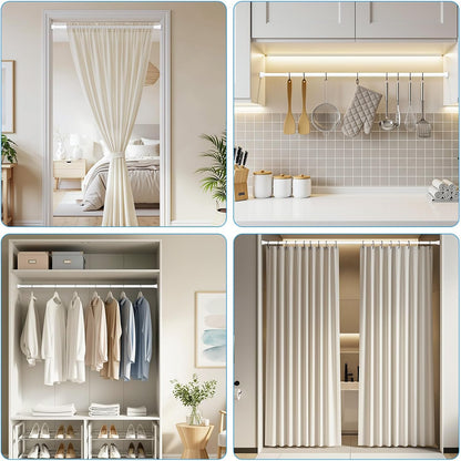 Shower Curtain Rod 2 Pack White 31-76 Inch Adjustable Tension Rod Spring Tension Curtain Rod No Drilling Shower Rod Bathroom Anti-Slip Rustproof Easy Install