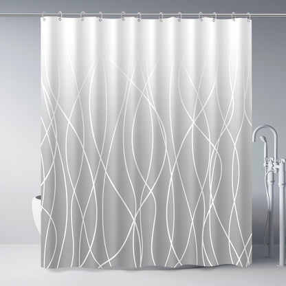 Striped Shower Curtain for Bathroom, Grey White, 72" W x 72" L