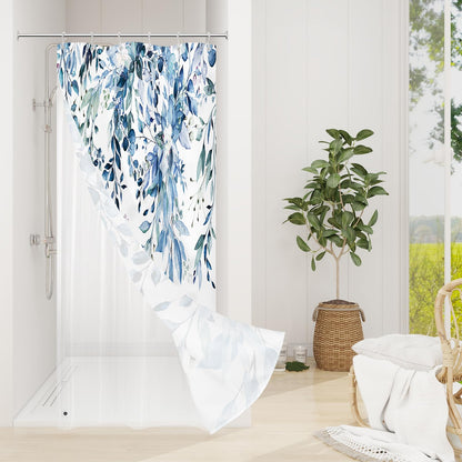 Gibelle 3 in 1 Shower Curtain Set, Grey Eucalyptus Curtain 72x72