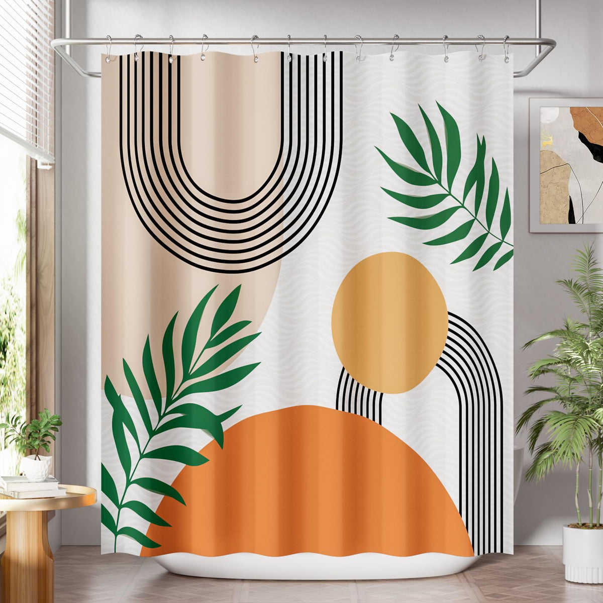 AmazerBath Shower Curtain, Cloth Ombre Black Shower Curtain Set with 12 Hooks, Washable Fabric Black and White Shower Curtain, Rustic Farmhouse Bathroom Shower Curtain, 72x72 Inches