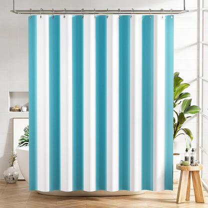 AmazerBath Shower Curtain, Washable Cloth Black Shower Curtain Sets with 12 Shower Curtain Hooks, Fabric Rustic Black and White Striped Curtain, Farmhouse Bathroom Curtains, 72x72 Inches