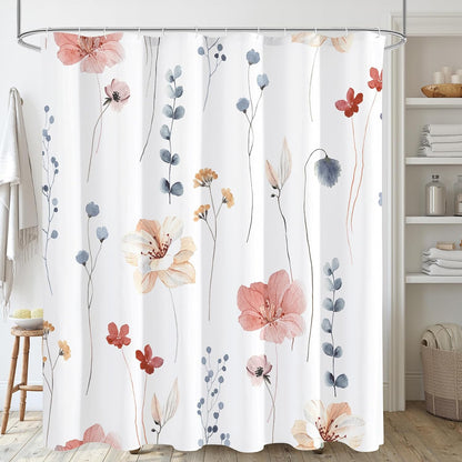 Gibelle Sage Green Beige Watercolor Floral Fabric Shower Curtain 72x72