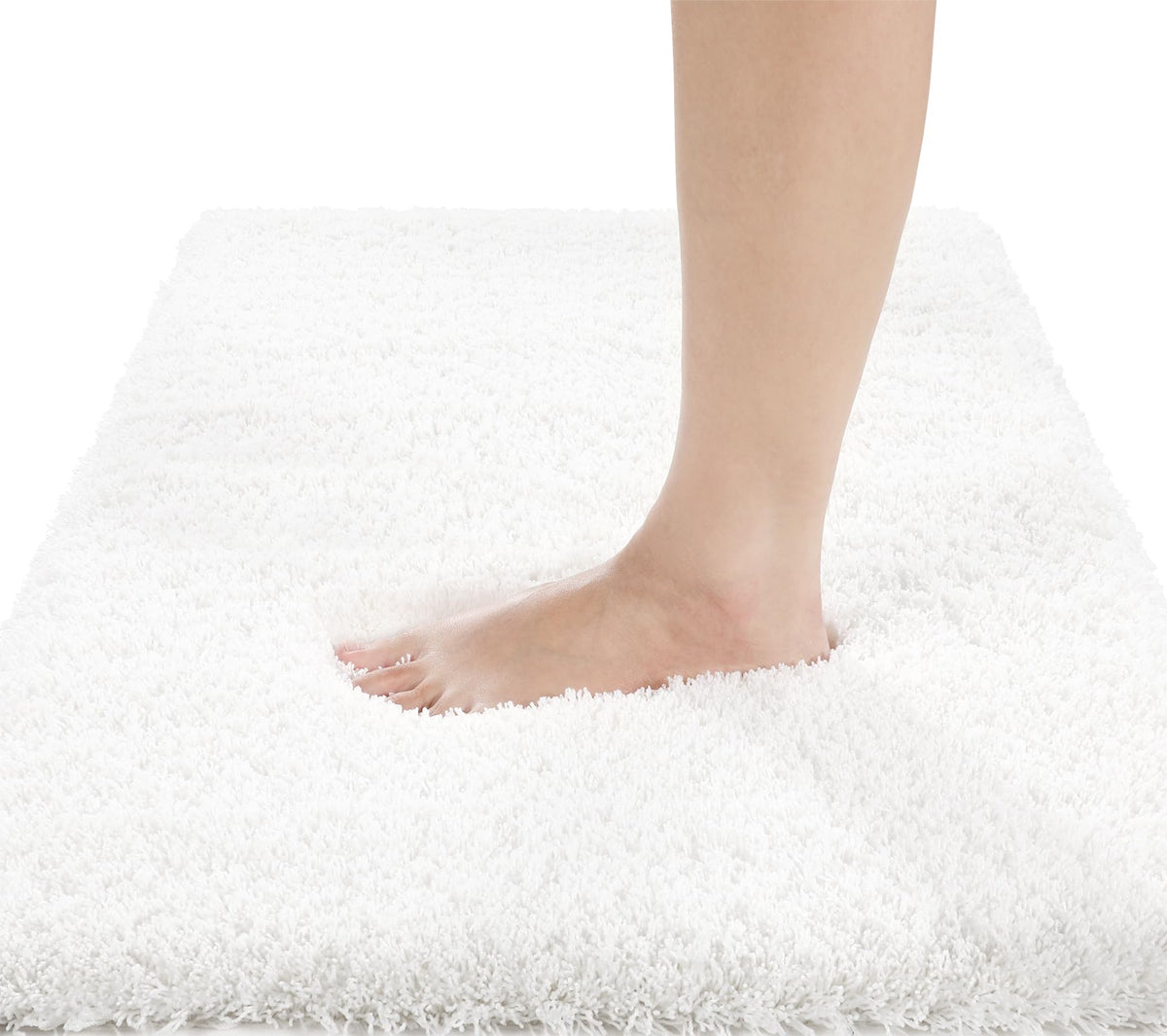 Yimobra Bathroom Rugs Non Slip Washable, Ultra Soft and Water Absorbent Bath Mats, Fluffy Shower Mat Outside, Plush Matts for Bathroom Floor/Sink, 24X17, Home Decor Accessories, Light Gray and White