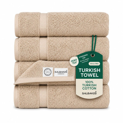 SALBAKOS 4-Piece 100% Turkish Cotton Bath Towels, 27x54 inch, White