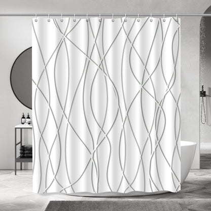 Striped Shower Curtain for Bathroom, Grey White, 72" W x 72" L