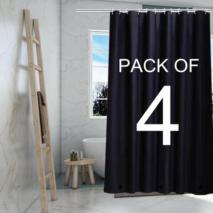 TIKABC Black Shower Curtain Liner, 4G PEVA Shower Liner, Plastic Waterproof Shower Curtains, 72x72 inch with Grommet Holes 3 Magnetic Weights(Black)
