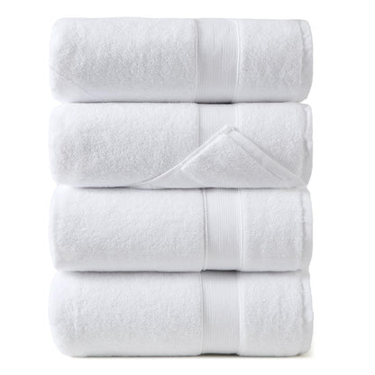 REDKISS 100% Luxury Cotton Bath Towels 4-Pack, Ultra-Thick, Plush, Soft & Highly Absorbent for Bathroom, Hotel, Spa and Home - 27" x 55"