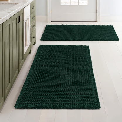 MIULEE Set of 2 Waffle Bathroom Rugs Boho Bath Mat Brown 18x30 Inch