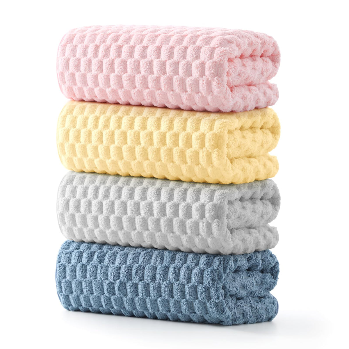 REDKISS Microfiber Bath Towels of 4-27x55 Inches Bath Towel Large, Highly Absorbent Towels for Bathroom, Quick Drying, Super Soft, Lint Free Fluffy Shower Towel for Gym, SPA, Gray, Blue