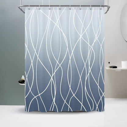 Striped Shower Curtain for Bathroom, Grey White, 72" W x 72" L