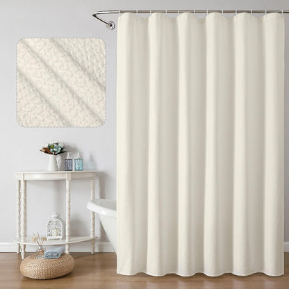 OWENIE Pink Shower Curtain for Bathroom 72x72 Inch, 3D Embossed Textured Waffle Fabric Shower Curtains, Soft Hotel Farmhouse Style, Water Repellent, Machine Washable, Pink, 72" W x 72" L