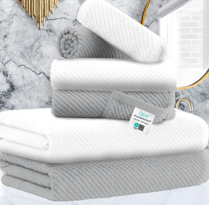 VOOVA & MOVAS 6PC Towel Set, 100% Cotton, Aqua Teal