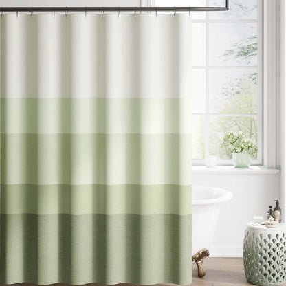 jinchan Ombre Ocean Blue Shower Curtain for Bathroom 70x72 Inch 12 Hooks